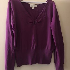 Cutie Casual Corner KeyHole Sweater size XL Purple